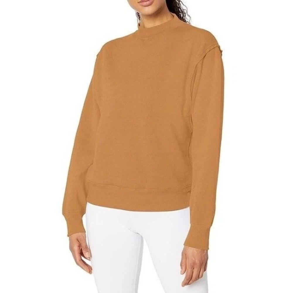 Alo Yoga Freestyle Sweatshirt Womens Medium Caramel Mock Neck EUC